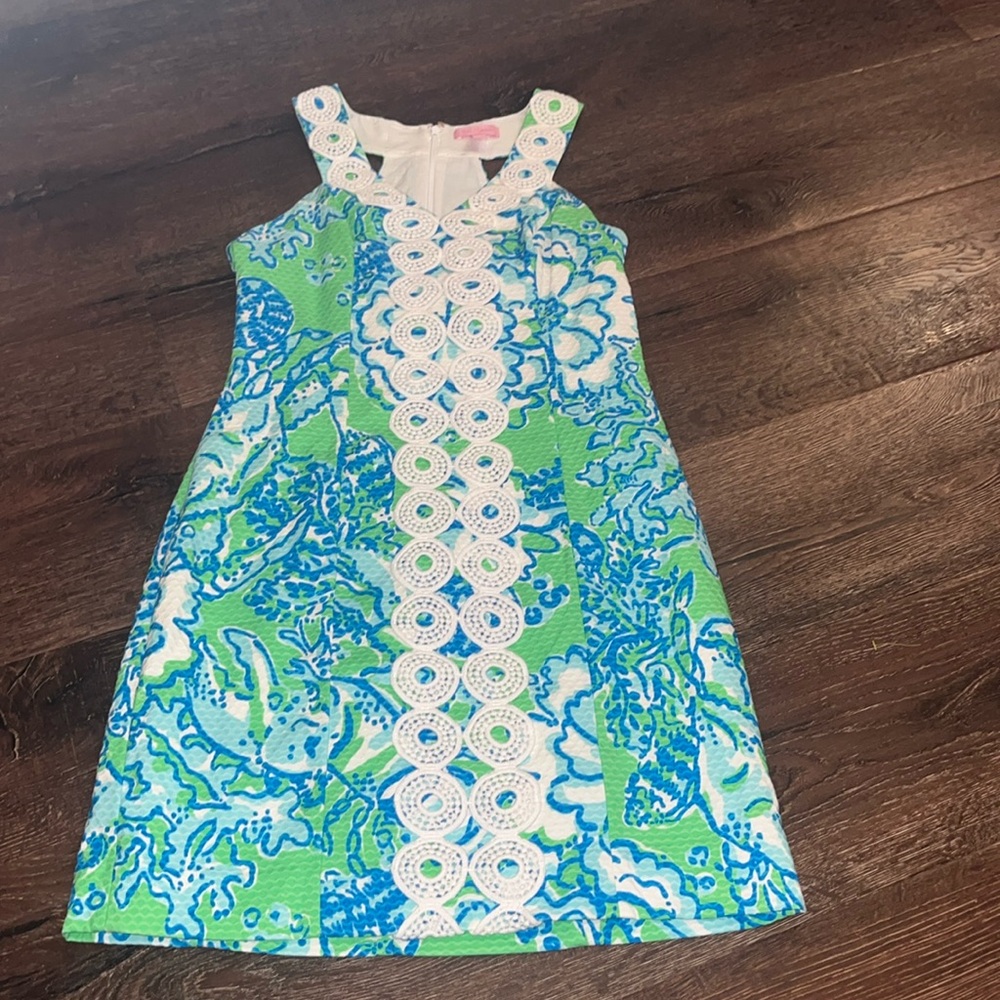 Lilly Pulitzer Trudy shift dress GoGo Green size 2 EUC